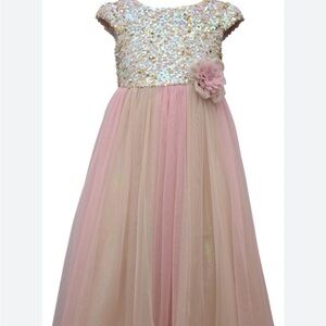 Iris & Ivy girls sequin tea length short sleeve dress